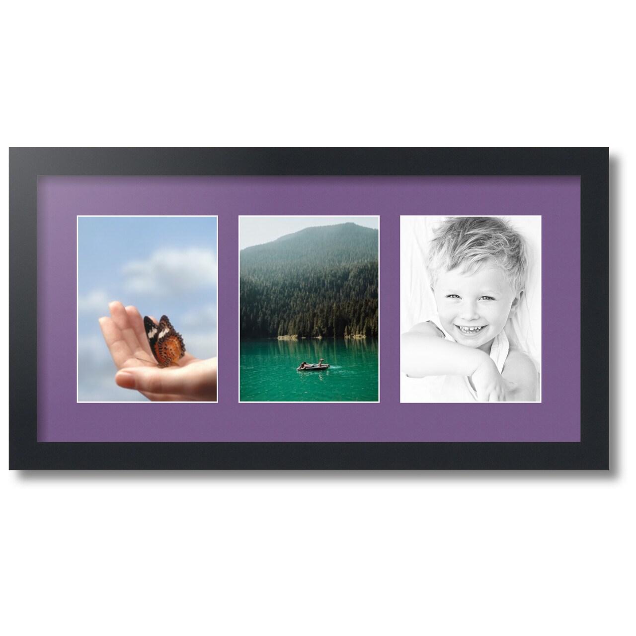 ArtToFrames Collage Photo Picture Frame with 3 - 6x8 inch Openings, Framed in Black with Over 62 Mat Color Options and Plexi Glass (CSM-3926-782)